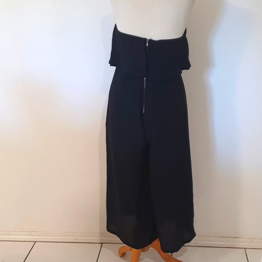 Here Comes The Sun Size 12 Black Strapless Jumpsuit Sheer Legs - Picture 4 of 10